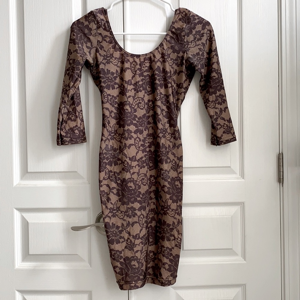 American Apparel BodyCon Dress - S, Nude/Black